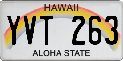 HI license plate YVT263