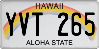 HI license plate YVT265