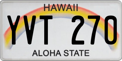 HI license plate YVT270
