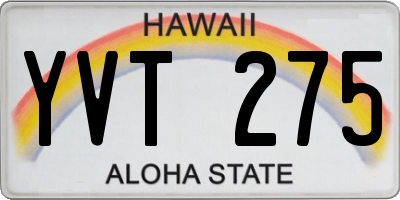 HI license plate YVT275