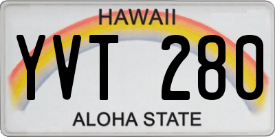 HI license plate YVT280