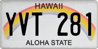 HI license plate YVT281