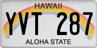 HI license plate YVT287