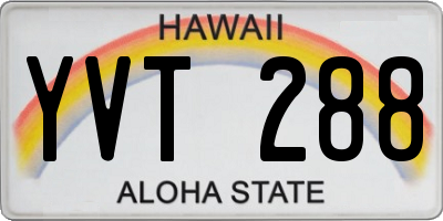 HI license plate YVT288