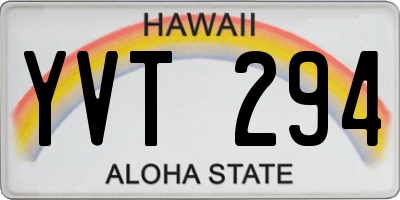 HI license plate YVT294