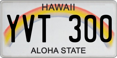 HI license plate YVT300