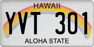 HI license plate YVT301