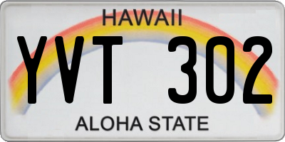 HI license plate YVT302