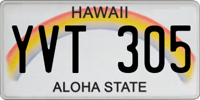 HI license plate YVT305