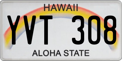 HI license plate YVT308