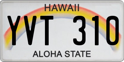HI license plate YVT310