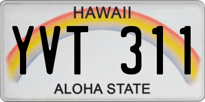 HI license plate YVT311
