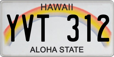 HI license plate YVT312