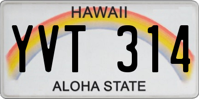 HI license plate YVT314