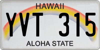 HI license plate YVT315