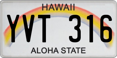 HI license plate YVT316