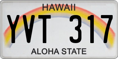 HI license plate YVT317