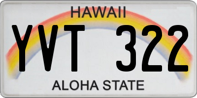 HI license plate YVT322