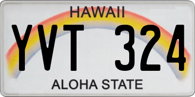 HI license plate YVT324