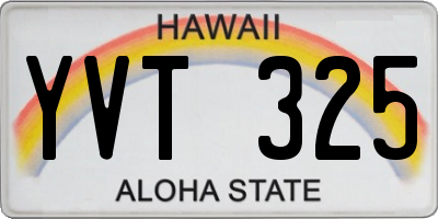 HI license plate YVT325