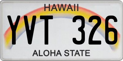 HI license plate YVT326