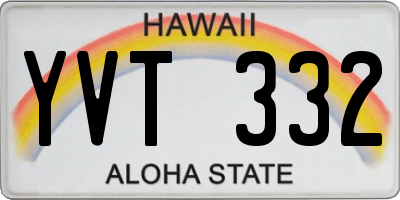 HI license plate YVT332