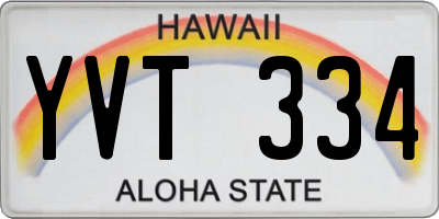 HI license plate YVT334