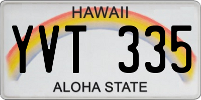 HI license plate YVT335