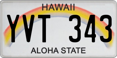 HI license plate YVT343