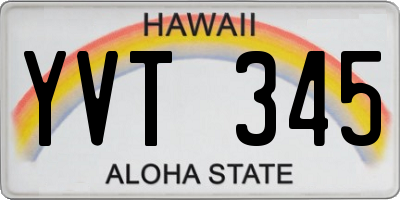 HI license plate YVT345