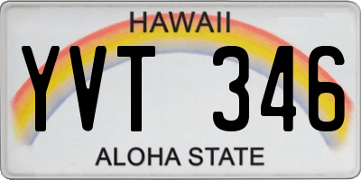 HI license plate YVT346