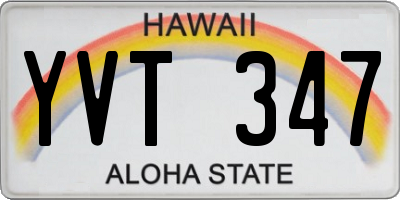 HI license plate YVT347
