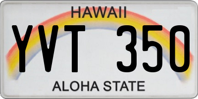 HI license plate YVT350