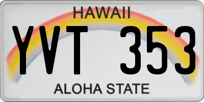 HI license plate YVT353