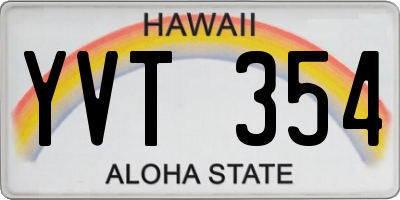 HI license plate YVT354