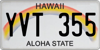 HI license plate YVT355