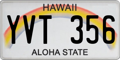 HI license plate YVT356
