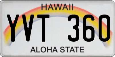 HI license plate YVT360