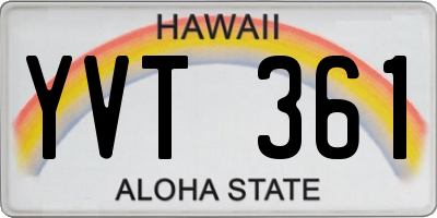 HI license plate YVT361