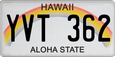 HI license plate YVT362