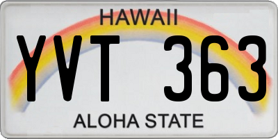 HI license plate YVT363
