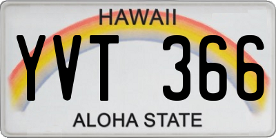HI license plate YVT366