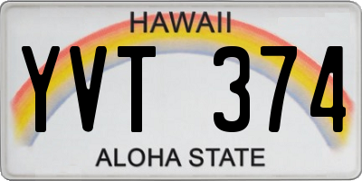 HI license plate YVT374