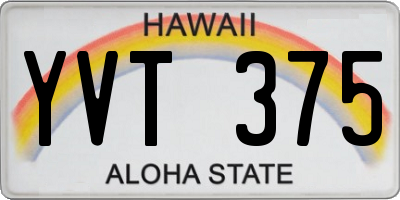 HI license plate YVT375