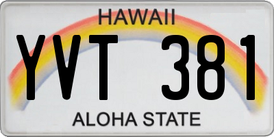 HI license plate YVT381