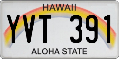 HI license plate YVT391