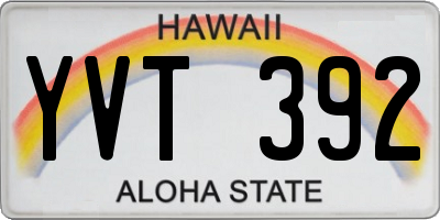 HI license plate YVT392