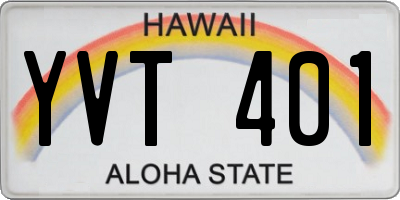 HI license plate YVT401