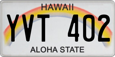HI license plate YVT402