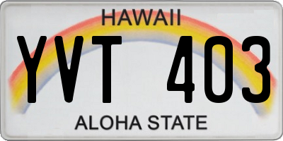 HI license plate YVT403